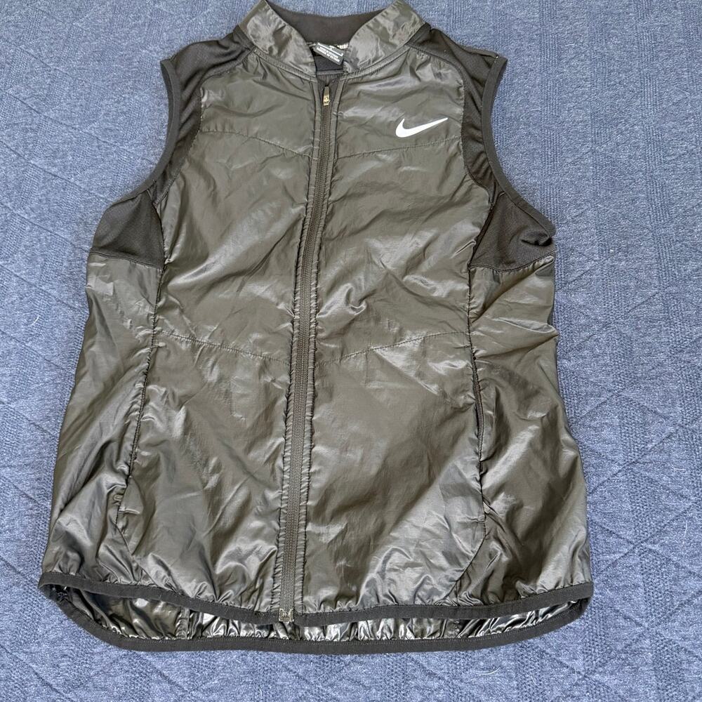 Nike Women's Polyfill Running Vest Black Reflective Size L 689256-010